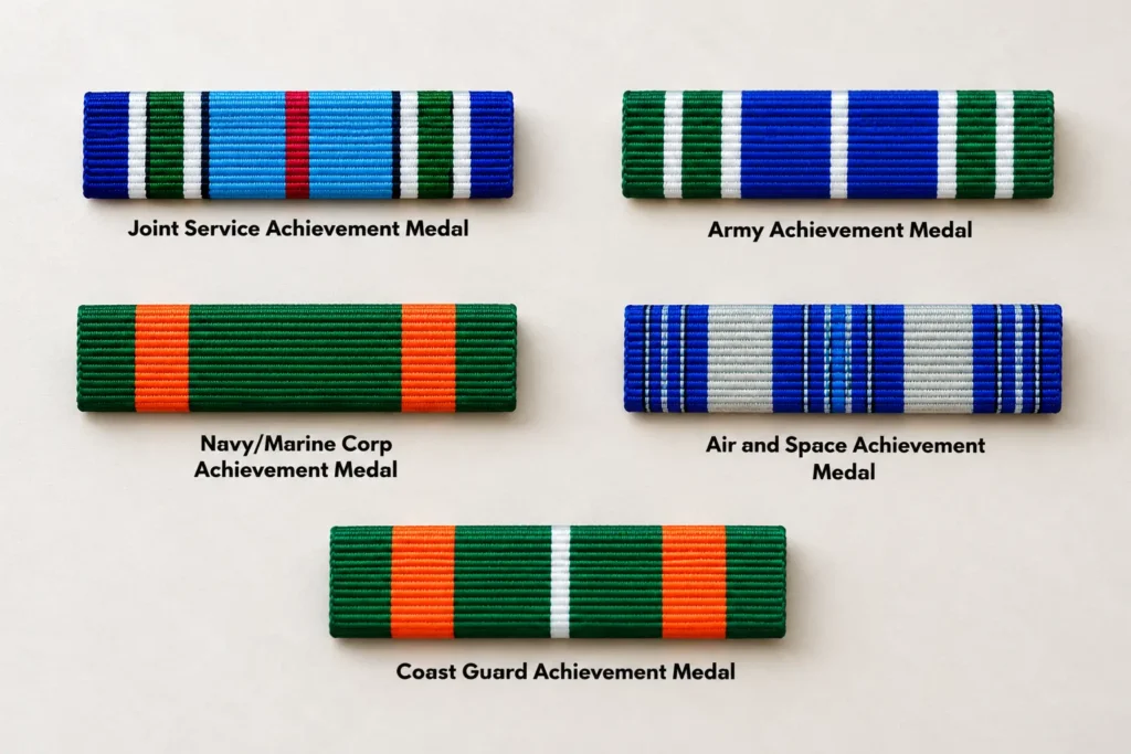 Achievement Medals by Branch: Army, Navy, Air Force, Coast Guard